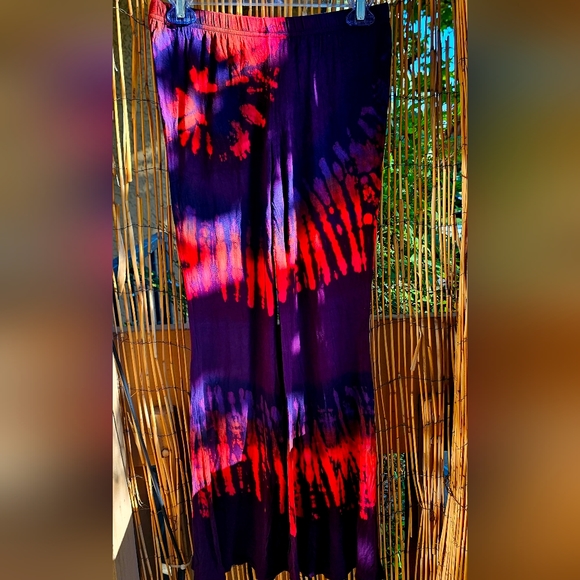 TIE DYE *8 Colors Avail* Rayon Stretch Bell Bottom Pant OS NEW - Picture 10 of 16